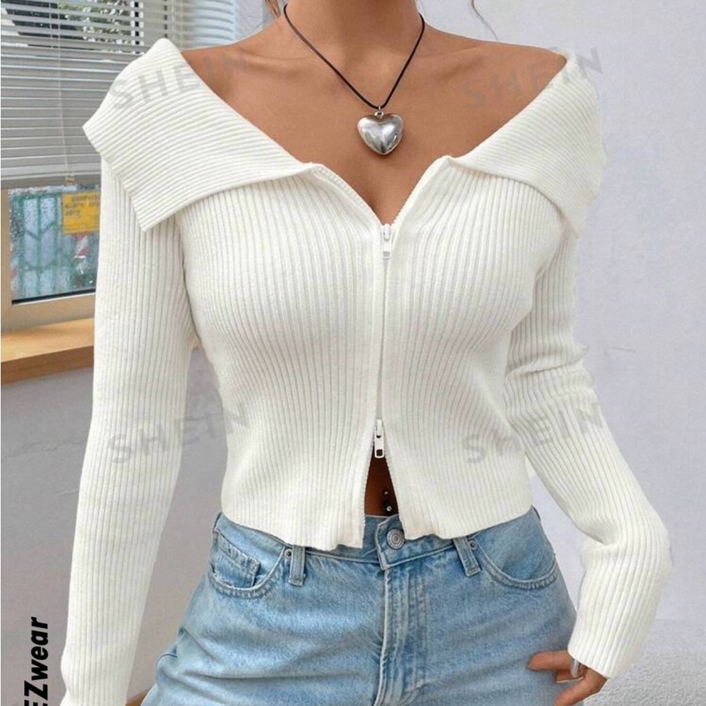 White off the shoulder sweater